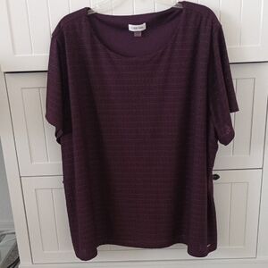 Calvin Klein Short Sleeve Textured Blouse Purple Size 3X